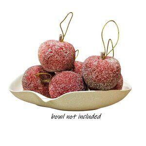 Vintage Sugar Coated Red Apples Fruit Christmas Ornaments Lot of 6 Holiday Decor